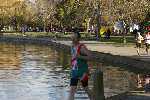 Chris and John running along the water's edge